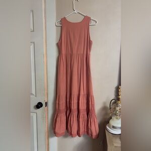 Sleeveless Tiered Maxi Dress - Rust